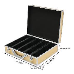 Storage & Display Aluminum Alloy Box Case Holds 100 Coin Holders Slabs Gold