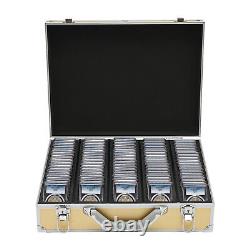 Storage & Display Aluminum Alloy Box Case Holds 100 Coin Holders Slabs Gold