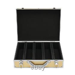 Storage & Display Aluminum Alloy Box Case Holds 100 Coin Holders Slabs Gold