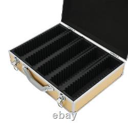 Storage & Display Aluminum Alloy Box Case Holds 100 Coin Holders Slabs Gold