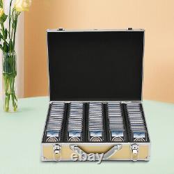 Storage & Display Aluminum Alloy Box Case Holds 100 Coin Holders Slabs Gold