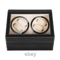 Storage Display Case 4+6Automatic Rotation Leather Wood Watch Winder with Pillow