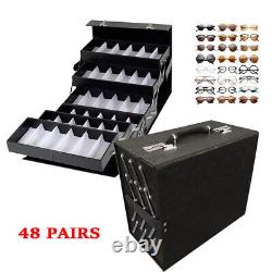 Sunglass Storage Display Case Display Suitcase Eyeglasses Collection Box 48 Pair