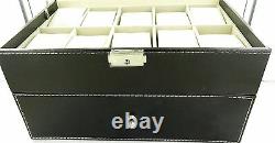 Superb / Quality 2 Drawer 20 Compartment Skeleton Top Watch Storage Display Box