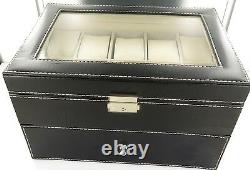 Superb / Quality 2 Drawer 20 Compartment Skeleton Top Watch Storage Display Box