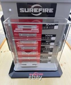 SureFire Gun ShowithStore Illuminated Rotating Display Case For Optics, Flashlight SureFire Gun ShowithStore Illuminated Rotating Display Case For Optics, Flashlight