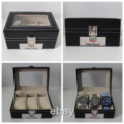 TAG Heuer 3 Piece Watch Box Display Storage Case Black With Accent Stitching