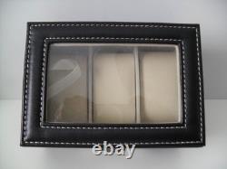 TAG Heuer 3 Piece Watch Box Display Storage Case Black With Accent Stitching
