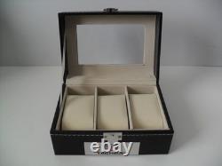 TAG Heuer 3 Piece Watch Box Display Storage Case Black With Accent Stitching