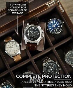 TAWBURY Men Luxury Watch Box Organizer with8 Watch Glass LID Display Storage Case