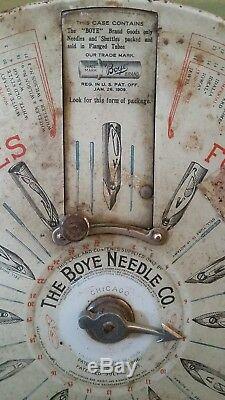 THE BOYE NEEDLE CO. ROUND STORE DISPLAY CASE FOR SELLING AND SELECTING. Pat 1907