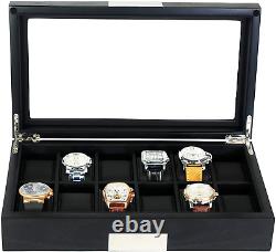 TIMELYBUYS 12 Ebony Wood Watch Box Display Case Storage Jewelry Organizer with G