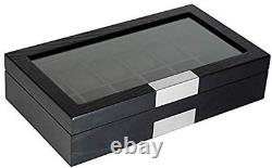 TIMELYBUYS 12 Ebony Wood Watch Box Display Case Storage Jewelry Organizer with G