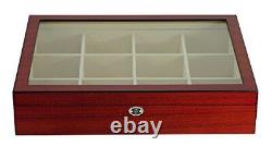 TIMELYBUYS Display Case for 12 Ties Belts and Accessories Cherry Wood Storage