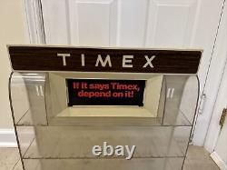 TIMEX Watch Vintage Countertop Store Display Case Holder Stand & CARDS 25x19.5