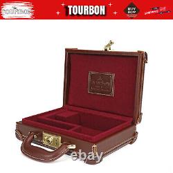 TOURBON Leather Revolver Hard Case Gun Storage Box Handgun Display Pistol Holder