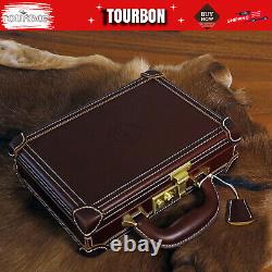 TOURBON Leather Revolver Hard Case Gun Storage Box Handgun Display Pistol Holder