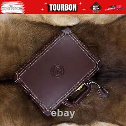 TOURBON Leather Revolver Hard Case Gun Storage Box Handgun Display Pistol Holder