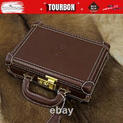 TOURBON Leather Revolver Hard Case Gun Storage Box Handgun Display Pistol Holder