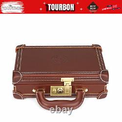 TOURBON Leather Revolver Hard Case Gun Storage Box Handgun Display Pistol Holder