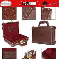 TOURBON Leather Revolver Hard Case Gun Storage Box Handgun Display Pistol Holder