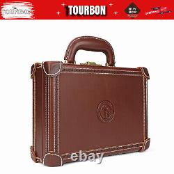 TOURBON Leather Revolver Hard Case Gun Storage Box Handgun Display Pistol Holder