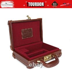 TOURBON Leather Revolver Hard Case Gun Storage Box Handgun Display Pistol Holder