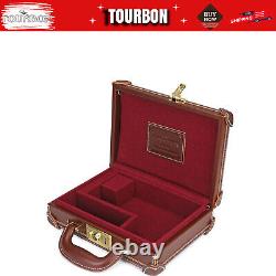 TOURBON Leather Revolver Hard Case Gun Storage Box Handgun Display Pistol Holder