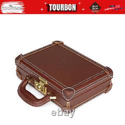 TOURBON Leather Revolver Hard Case Gun Storage Box Handgun Display Pistol Holder