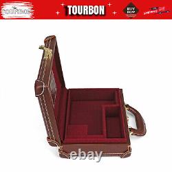 TOURBON Leather Revolver Hard Case Gun Storage Box Handgun Display Pistol Holder