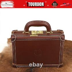 TOURBON Leather Revolver Hard Case Gun Storage Box Handgun Display Pistol Holder