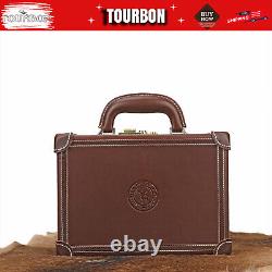 TOURBON Leather Revolver Hard Case Gun Storage Box Handgun Display Pistol Holder