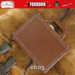 TOURBON Leather Revolver Hard Case Gun Storage Box Handgun Display Pistol Holder