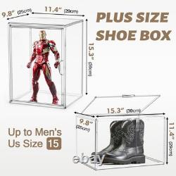 Tall Boot Storage Box 5 Pack Acrylic Display Case, Super Large Boots Shoe Box