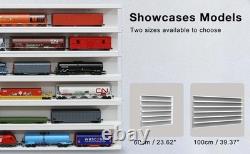 Train Display Case 24 HO N Car 1/64 Model Locomotive Wall Shelves White Cabinet
