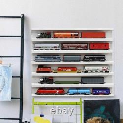 Train Display Case 24 HO N Car 1/64 Model Locomotive Wall Shelves White Cabinet