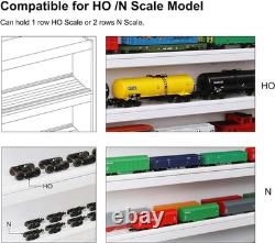 Train Display Case 24 HO N Car 1/64 Model Locomotive Wall Shelves White Cabinet