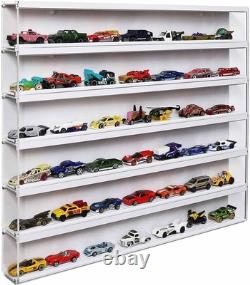 Train Display Case 24 HO N Car 1/64 Model Locomotive Wall Shelves White Cabinet