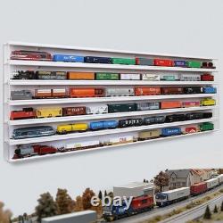 Train Display Case 58 HO N Z Car 1/64 Model Locomotive Wall Rack White Cabinet