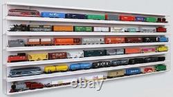 Train Display Case 58 HO N Z Car 1/64 Model Locomotive Wall Rack White Cabinet