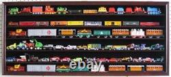 Train Display Case HO N Z Cars 1/64 Model Toy Matchbox Mahogany Wood US Cabinet