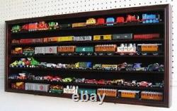 Train Display Case HO N Z Cars 1/64 Model Toy Matchbox Mahogany Wood US Cabinet