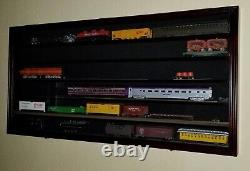 Train Display Case HO N Z Cars 1/64 Model Toy Matchbox Mahogany Wood US Cabinet