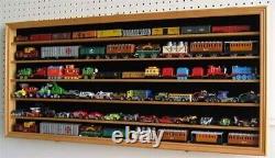 Train Display Case HO N Z Cars 1/64 Model Toy Matchbox Oak Wood Cabinet US Rack