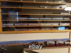 Train Display Case HO N Z Cars 1/64 Model Toy Matchbox Oak Wood Cabinet US Rack