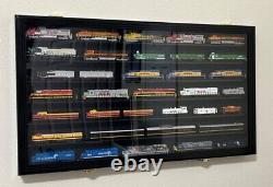 Train Display Case N Scale Black 7 Shelves Cabinet Railroad Car Locomotive Frame