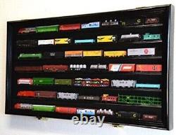 Train Display Case N Scale Black 7 Shelves Cabinet Railroad Car Locomotive Frame