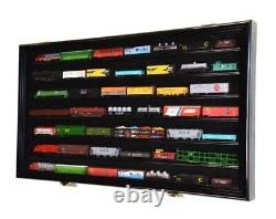 Train Display Case N Scale Black 7 Shelves Cabinet Railroad Car Locomotive Frame