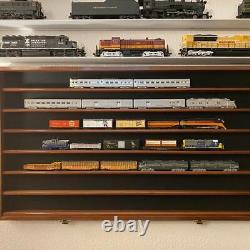 Train Display Case N Scale Black 7 Shelves Cabinet Railroad Car Locomotive Frame