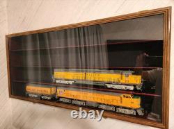 Train Display Case O Scale Walnut Railroad Model Locomotive Wood Rack Cabinet